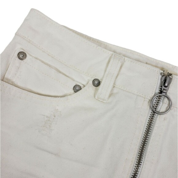 Free People Skirt Size 25 White Jeans Denim "Mini Zip It up" - Picture 3 of 5